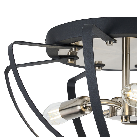 C-Lighting Hoath Flush Ceiling, 3 x E14, Anthracite/Satin Nickel - 59778