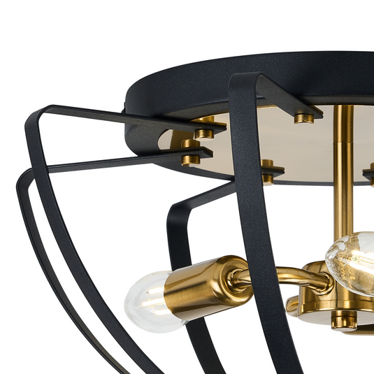 C-Lighting Hoath Flush Ceiling, 3 x E14, Black/Gold - 59779