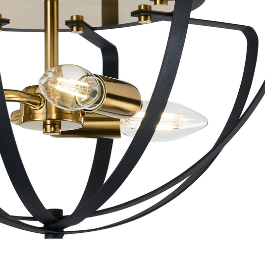C-Lighting Hoath Flush Ceiling, 3 x E14, Black/Gold - 59779