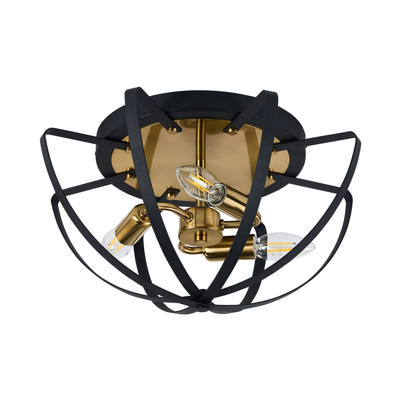 Load image into Gallery viewer, C-Lighting Hoath Flush Ceiling, 3 x E14, Black/Gold - 59779

