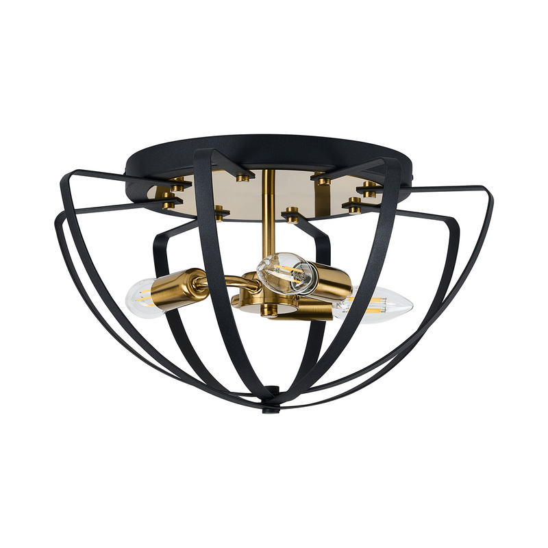 Load image into Gallery viewer, C-Lighting Hoath Flush Ceiling, 3 x E14, Black/Gold - 59779
