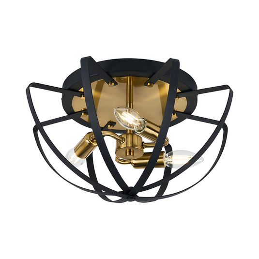 C-Lighting Hoath Flush Ceiling, 3 x E14, Black/Gold - 59779