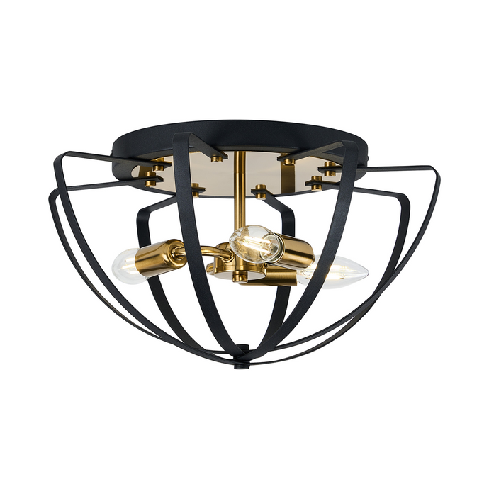 C-Lighting Hoath Flush Ceiling, 3 x E14, Black/Gold - 59779