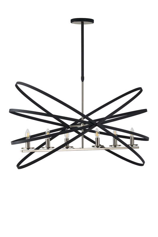 C-Lighting Hoath Pendant Oval, 6 x E14, Anthracite/Satin Nickel - 59780