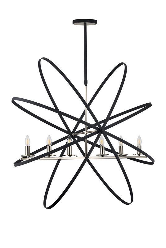C-Lighting Hoath Pendant Oval, 6 x E14, Anthracite/Satin Nickel - 59780