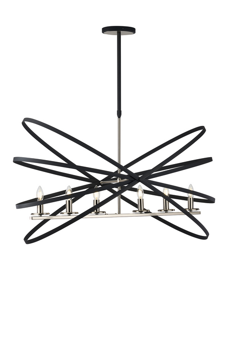 C-Lighting Hoath Pendant Oval, 6 x E14, Anthracite/Satin Nickel - 59780