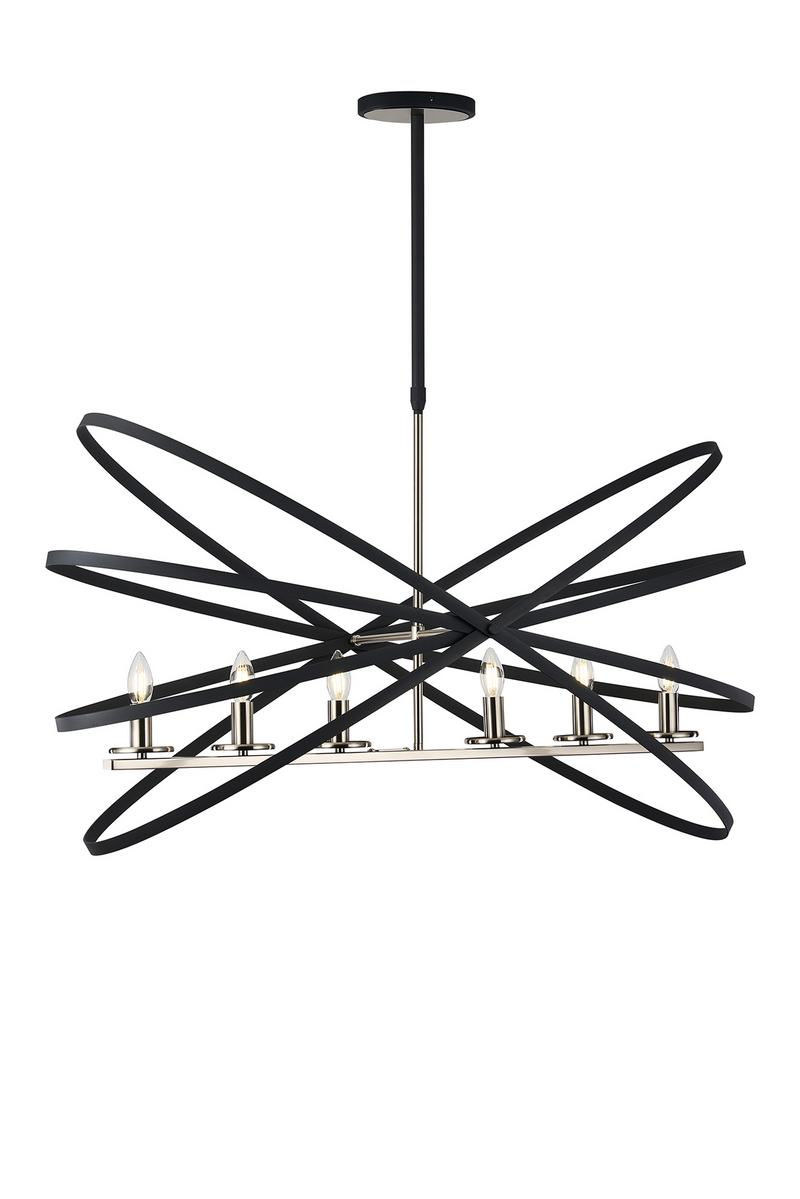 Load image into Gallery viewer, C-Lighting Hoath Pendant Oval, 6 x E14, Anthracite/Satin Nickel - 59780
