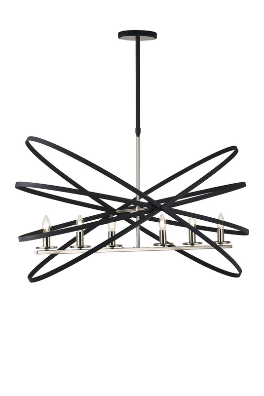 C-Lighting Hoath Pendant Oval, 6 x E14, Anthracite/Satin Nickel - 59780