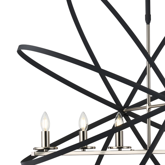 C-Lighting Hoath Pendant Oval, 6 x E14, Anthracite/Satin Nickel - 59780