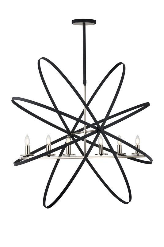 C-Lighting Hoath Pendant Oval, 6 x E14, Anthracite/Satin Nickel - 59780