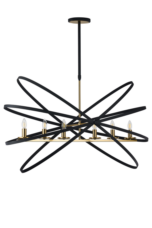 C-Lighting Hoath Pendant Oval, 6 x E14, Black/Gold - 59781