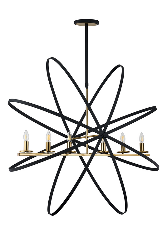 C-Lighting Hoath Pendant Oval, 6 x E14, Black/Gold - 59781