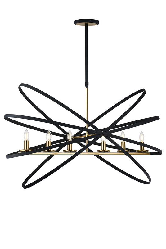 C-Lighting Hoath Pendant Oval, 6 x E14, Black/Gold - 59781