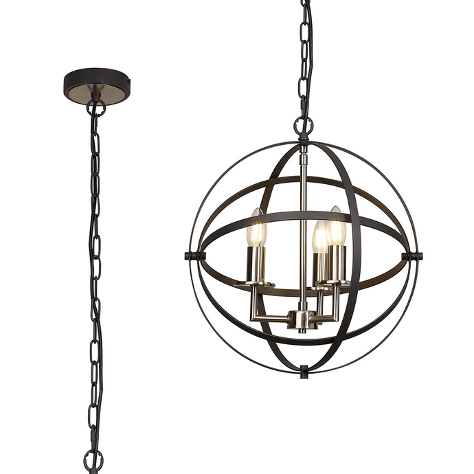 C-Lighting Hoath Pendant, 3 x E14, Anthracite/Satin Nickel - 59782