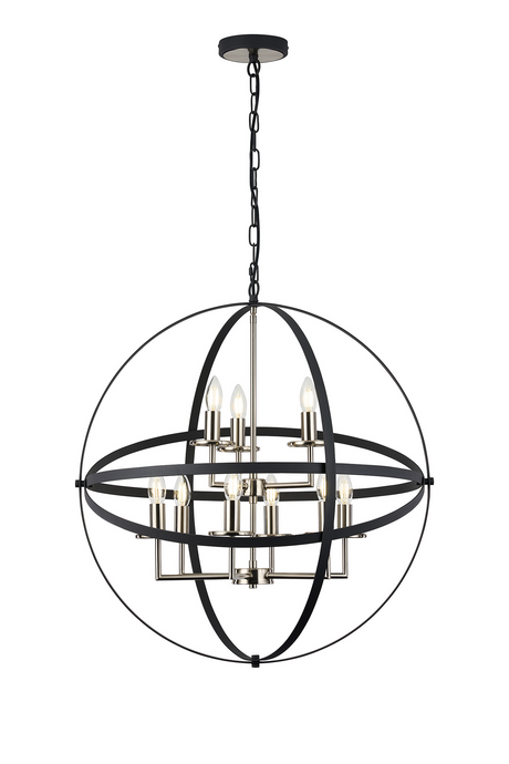 C-Lighting Hoath Pendant, 6+3 x E14, Anthracite/Satin Nickel - 59785