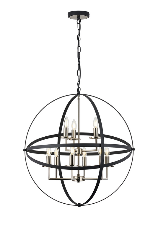 C-Lighting Hoath Pendant, 6+3 x E14, Anthracite/Satin Nickel - 59785