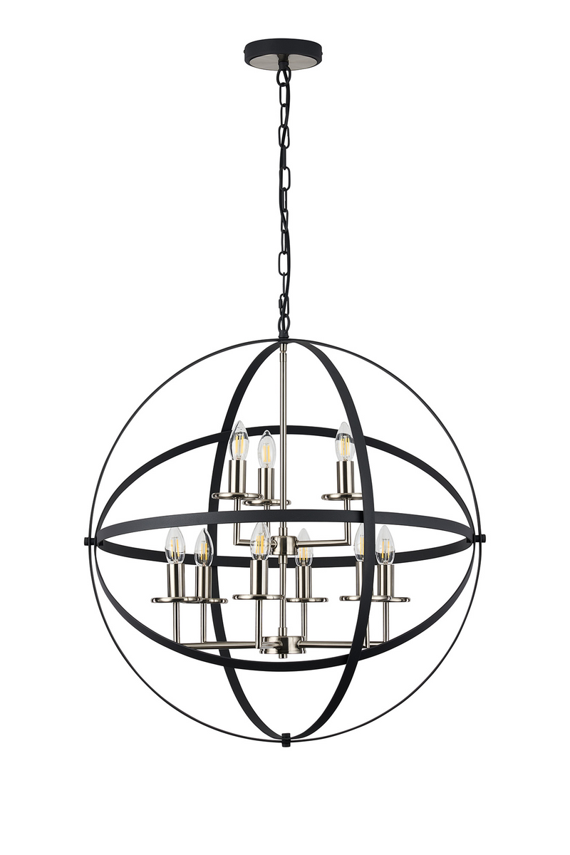 Load image into Gallery viewer, C-Lighting Hoath Pendant, 6+3 x E14, Anthracite/Satin Nickel - 59785
