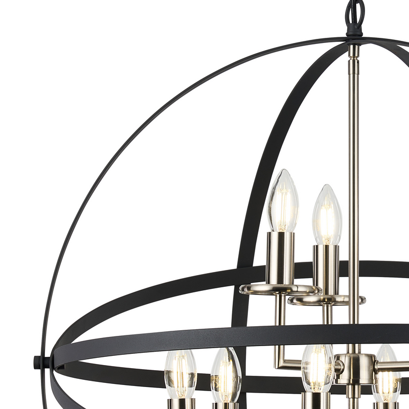 Load image into Gallery viewer, C-Lighting Hoath Pendant, 6+3 x E14, Anthracite/Satin Nickel - 59785
