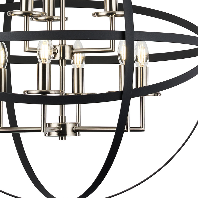 Load image into Gallery viewer, C-Lighting Hoath Pendant, 6+3 x E14, Anthracite/Satin Nickel - 59785

