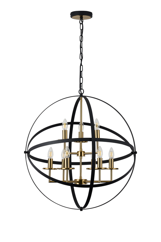 C-Lighting Hoath Pendant, 6+3 x E14, Black/Gold - 59786