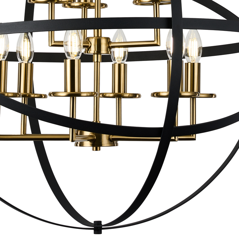 Load image into Gallery viewer, C-Lighting Hoath Pendant, 6+3 x E14, Black/Gold - 59786
