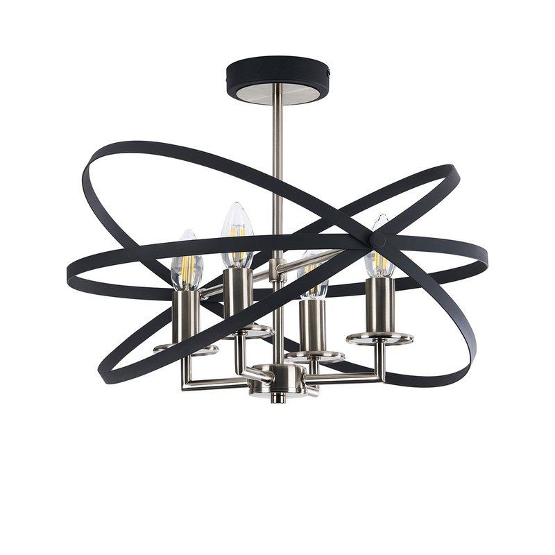 Load image into Gallery viewer, C-Lighting Hoath Semi Ceiling, 4 x E14, Anthracite/Satin Nickel - 59787
