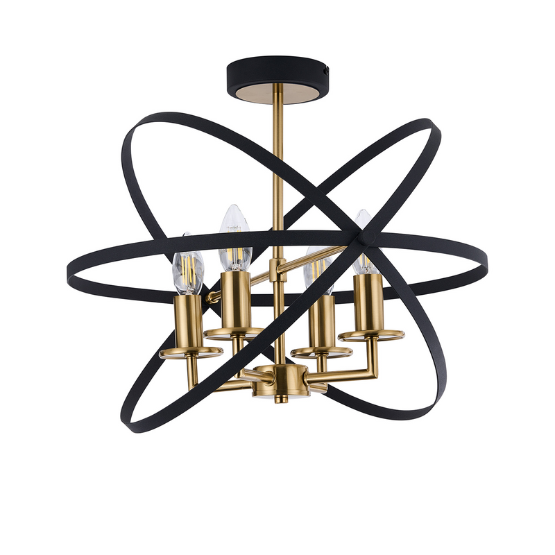 Load image into Gallery viewer, C-Lighting Hoath Semi Ceiling, 4 x E14, Black/Gold - 59788
