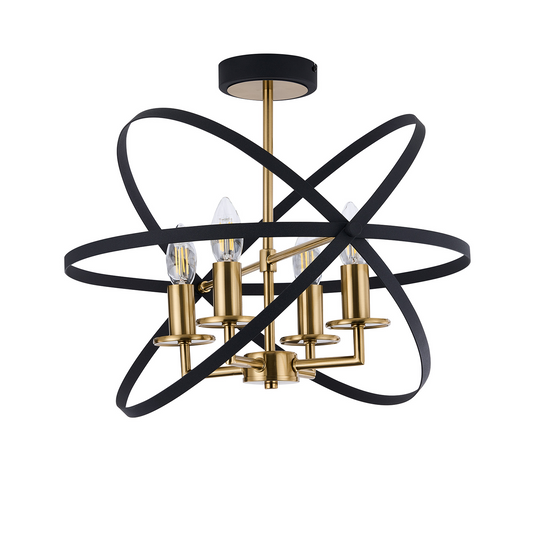 C-Lighting Hoath Semi Ceiling, 4 x E14, Black/Gold - 59788