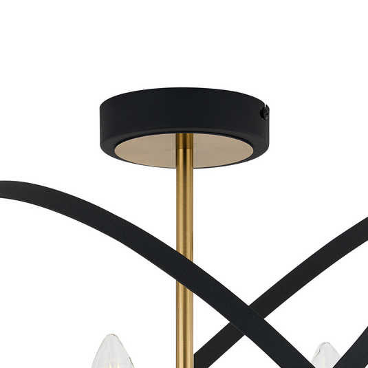 C-Lighting Hoath Semi Ceiling, 4 x E14, Black/Gold - 59788