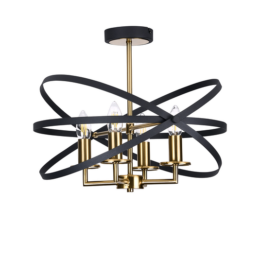 C-Lighting Hoath Semi Ceiling, 4 x E14, Black/Gold - 59788
