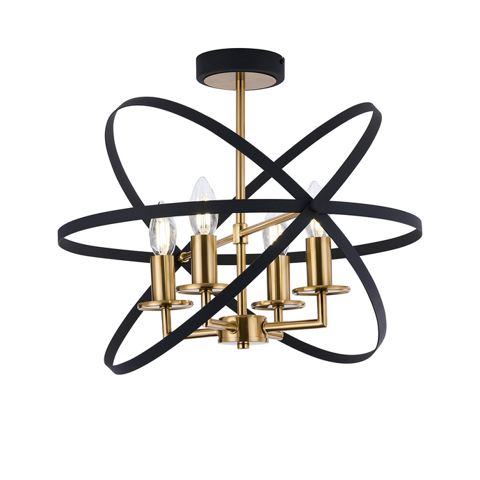 C-Lighting Hoath Semi Ceiling, 4 x E14, Black/Gold - 59788