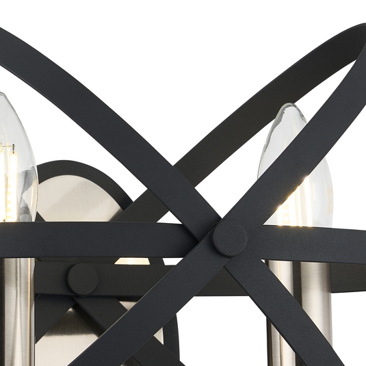 C-Lighting Hoath Wall Lamp, 2 x E14, Anthracite/Satin Nickel - 59791