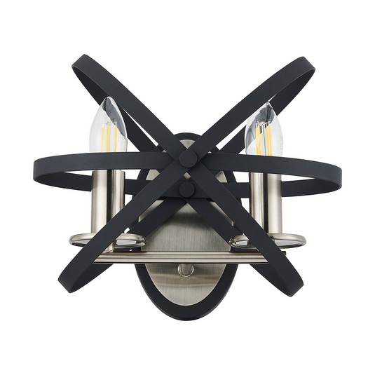 C-Lighting Hoath Wall Lamp, 2 x E14, Anthracite/Satin Nickel - 59791