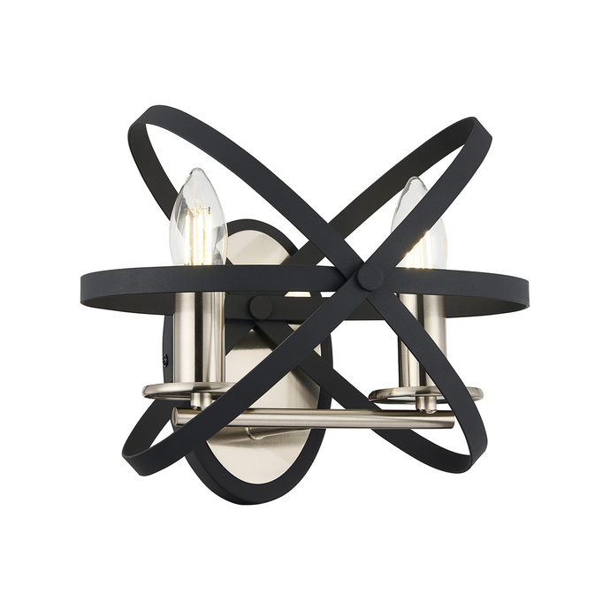 C-Lighting Hoath Wall Lamp, 2 x E14, Anthracite/Satin Nickel - 59791