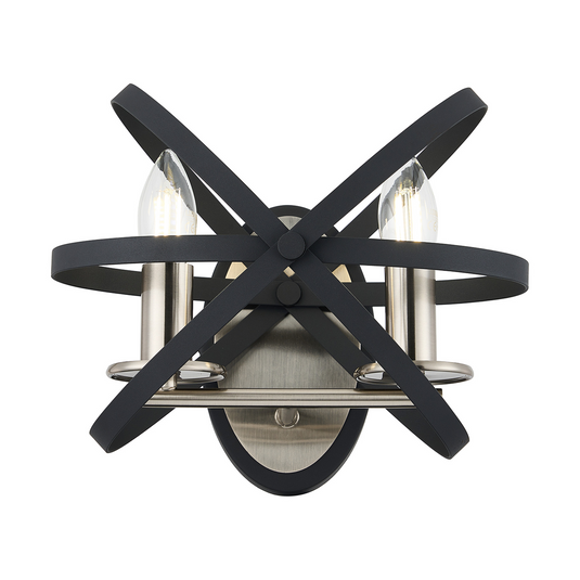 C-Lighting Hoath Wall Lamp, 2 x E14, Anthracite/Satin Nickel - 59791