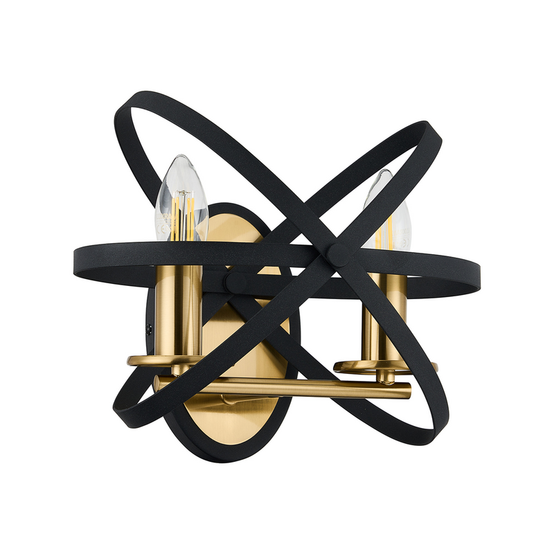 Load image into Gallery viewer, C-Lighting Hoath Wall Lamp, 2 x E14, Black/Gold - 59792
