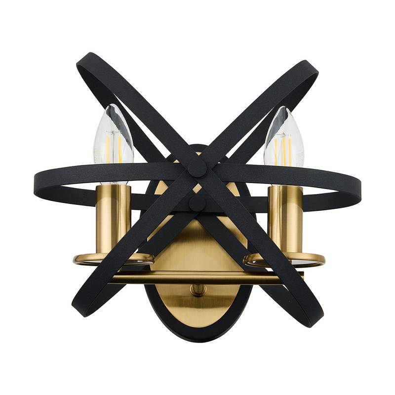 Load image into Gallery viewer, C-Lighting Hoath Wall Lamp, 2 x E14, Black/Gold - 59792
