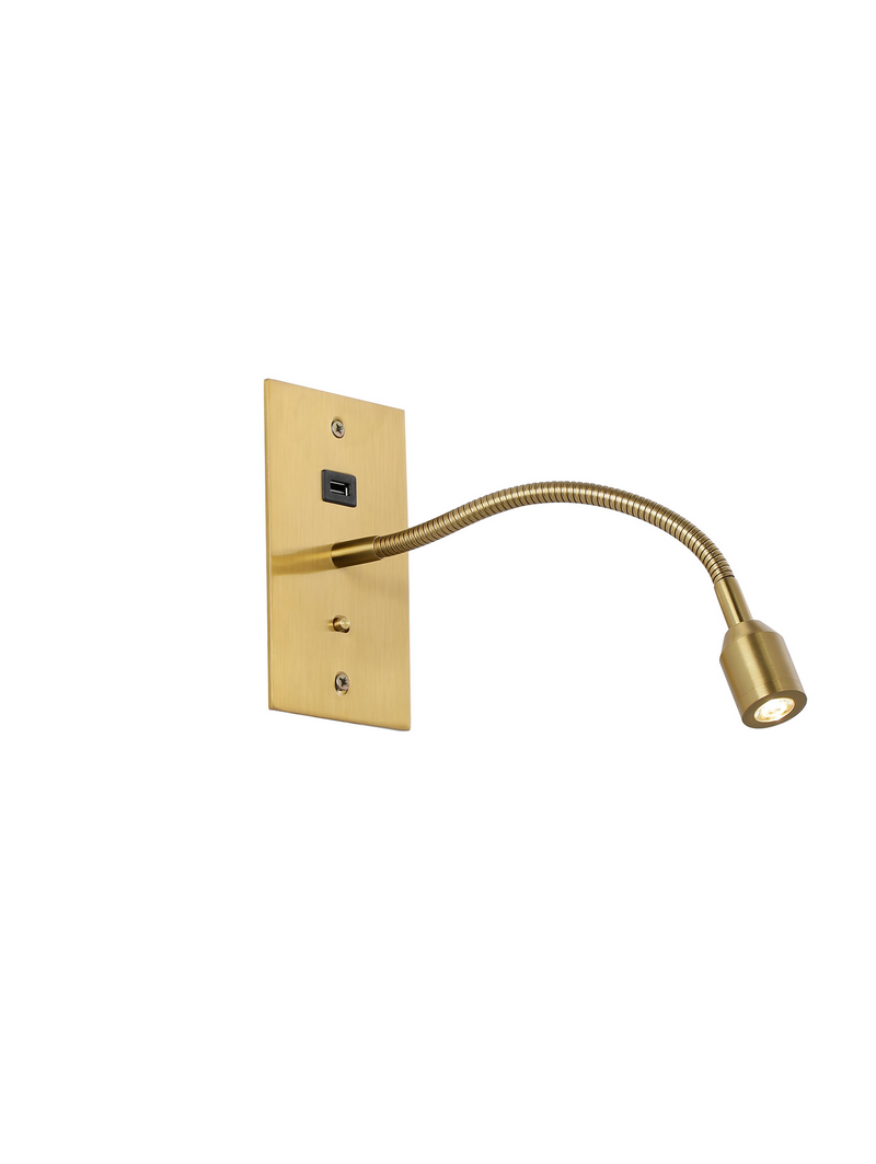 Load image into Gallery viewer, C-Lighting Macbeth Wall Lamp, 1 Light Adjustable Switched, 1 x 3W LED, 3000K, 270lm, Aged Brass, 3yrs Warranty - 59793
