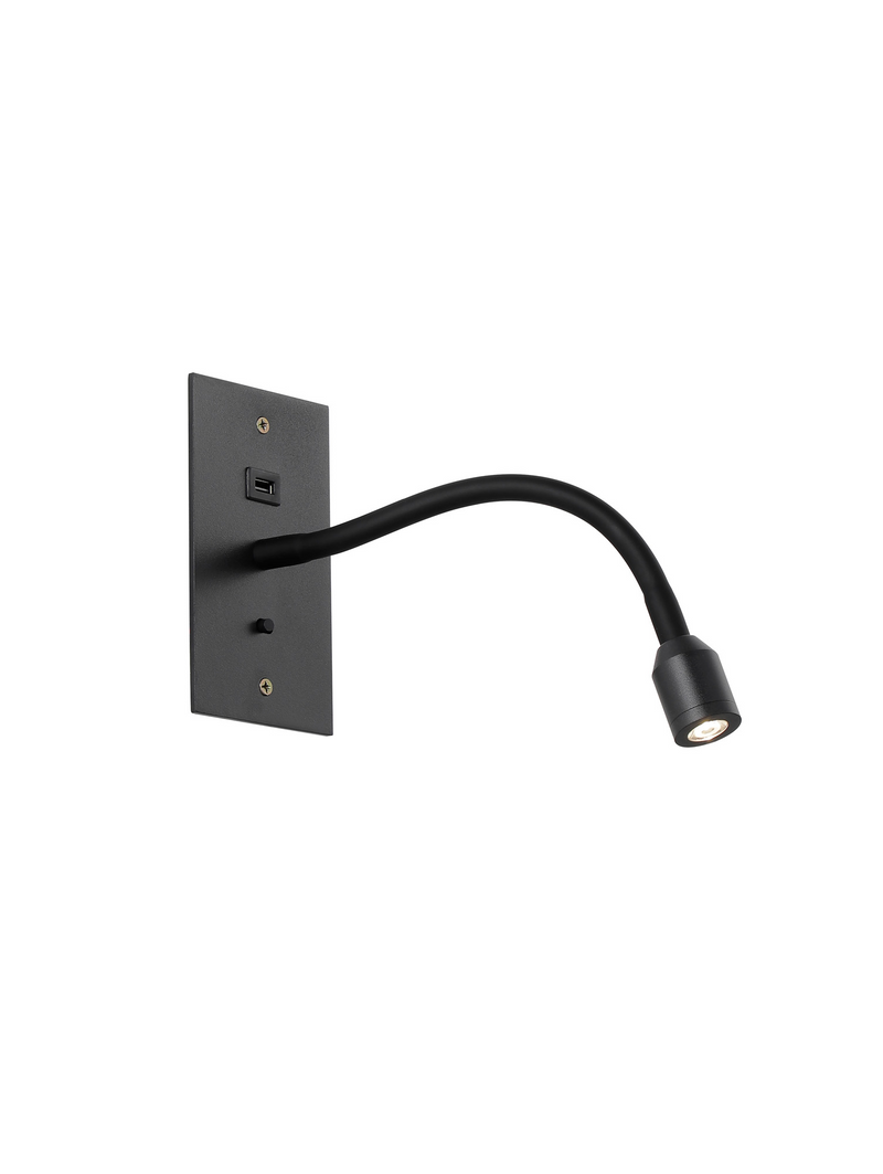 Load image into Gallery viewer, C-Lighting Macbeth Wall Lamp, 1 Light Adjustable Switched, 1 x 3W LED, 3000K, 270lm, Satin Black, 3yrs Warranty - 59797
