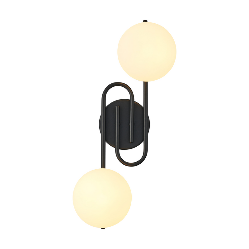 Load image into Gallery viewer, C-Lighting Abbots Wall Lamp, 2 Light G9, IP44, Satin Black/Opal Glass - 59808
