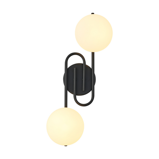 C-Lighting Abbots Wall Lamp, 2 Light G9, IP44, Satin Black/Opal Glass - 59808