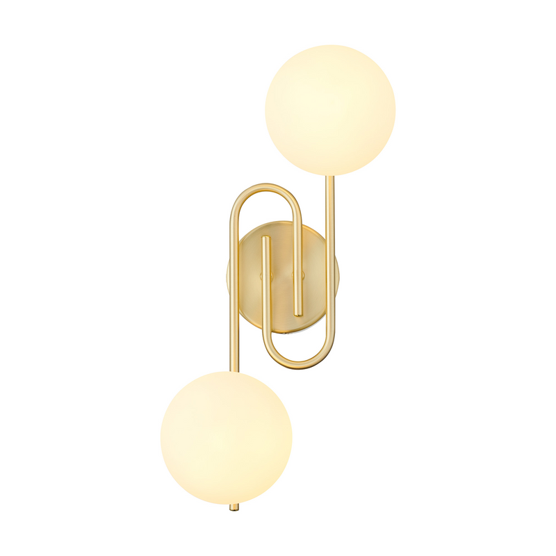 Load image into Gallery viewer, C-Lighting Abbots Wall Lamp, 2 Light G9, IP44, Satin Brass/Opal Glass - 59810
