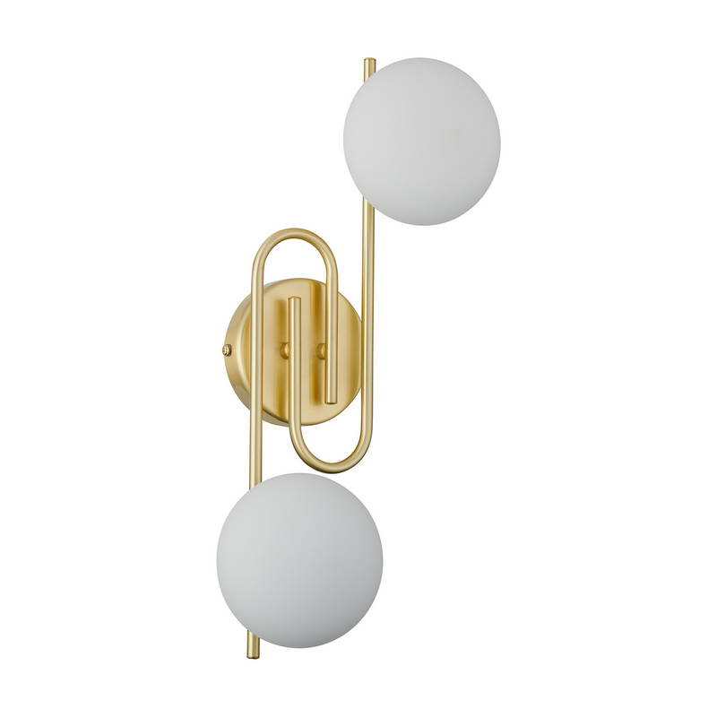 Load image into Gallery viewer, C-Lighting Abbots Wall Lamp, 2 Light G9, IP44, Satin Brass/Opal Glass - 59810
