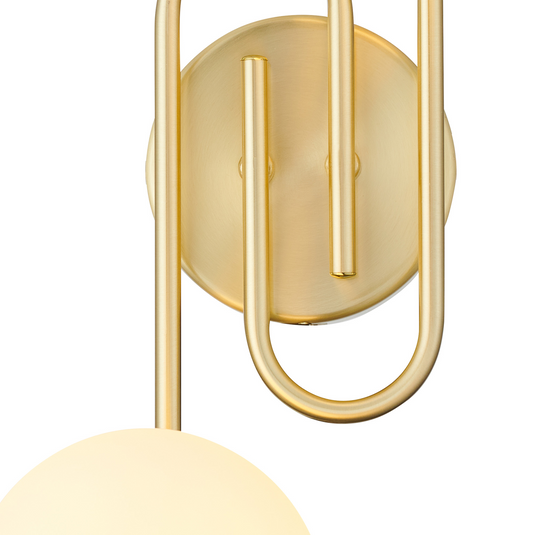 C-Lighting Abbots Wall Lamp, 2 Light G9, IP44, Satin Brass/Opal Glass - 59810