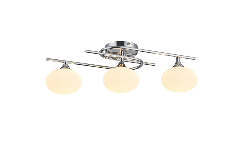 Load image into Gallery viewer, C-Lighting Abbots Flush Ceiling, 3 Light G9, IP44, Polished Chrome/Opal Glass - 59812
