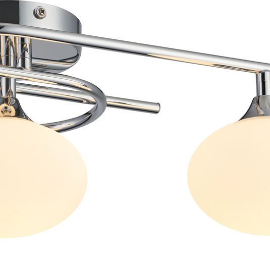 C-Lighting Abbots Flush Ceiling, 3 Light G9, IP44, Polished Chrome/Opal Glass - 59812