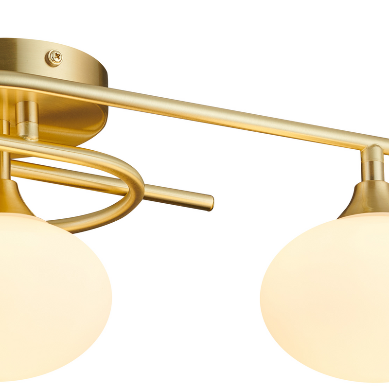 Load image into Gallery viewer, C-Lighting Abbots Flush Ceiling, 3 Light G9, IP44, Satin Brass/Opal Glass - 59813
