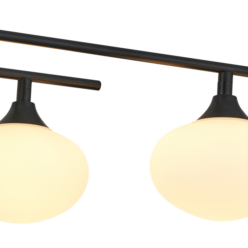 Load image into Gallery viewer, C-Lighting Abbots Flush Ceiling, 6 Light G9, IP44, Satin Black/Opal Glass - 59814
