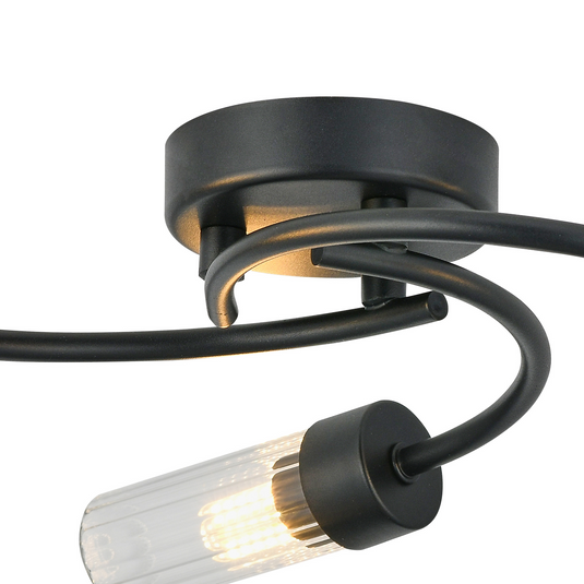 C-Lighting Babeny Flush Ceiling, 3 Light G9, IP44, Satin Black/Clear Glass - 59815