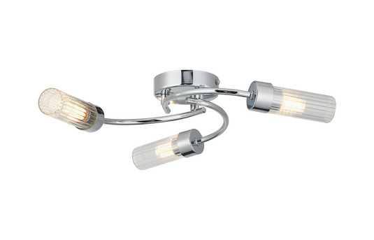 C-Lighting Babeny Flush Ceiling, 3 Light G9, IP44, Polished Chrome/Clear Glass - 59817